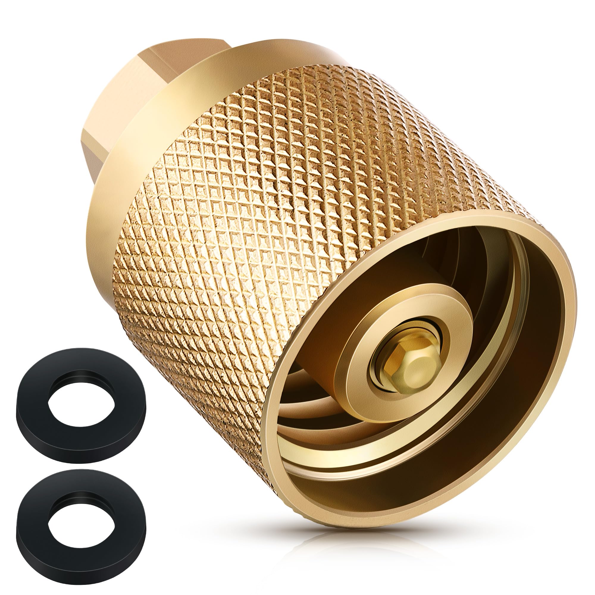 Photo 1 of Datanly 1 Pack Forklift Connector Female, Replacement for 7141F Propane Tank Connector, 1-1/4" Female Inlet x 1/4" NPT Female Outlet, with 2 Pcs Rubber O Rings