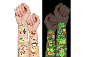 Greingways 260 Styles Christmas Tattoos Party Favors for Kids, Luminous Temporary Tattoos Stickers, Christmas Goodie Bag Stocking Stuffers Christmas Toys Gifts for Kids Boys Girls