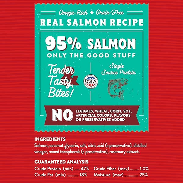 STELLA & CHEWY’S PREMIUM SALMON JERKY DOG TREATS – 95% REAL FISH BITES FOR SENSITIVE STOMACHS – NATURAL LIMITED INGREDIENT TREATS FOR SMALL AND LARGE DOGS – NO GRAIN, WHEAT OR SOY – 6 OZ BAG