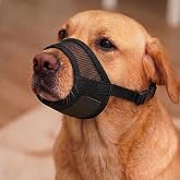 OHNSO Dog Muzzle for Large Dogs &ndash; Adjustable Strap with Air Mesh Muzzle for Large Sized Dog | Mussels for Dogs Grooming | Muzzles to Prevent Biting Barking Chewing | Allows Panting and Drinking
