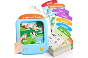 JoyCat Kids Learning Tablet: 156 Pages Tap-to-Read Flash Cards with 20 Listen & Find Games, Montessori Toy for Alphabet, Phonics, Words, Simple Math, Colors, Shapes & Songs - Autism Gifts (Ages 2-6)