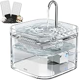 PETTEN Glass Cat Water Fountain,Easy Clean,No Plastic(78oz/2.5L) | BPA-free,Dual flow modes, <20dB silent pump. 2.5L/78oz, perfect for indoor cats &amp; small dogs. Dishwasher safe.