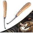 TOHONGADON 2 Pack Double Edged Hoof Knife with Wooden Handle Stainless Steel Blade for Hoof of Horses Cow Donkey Hoof Knife Trimming Tool(Double Edged)