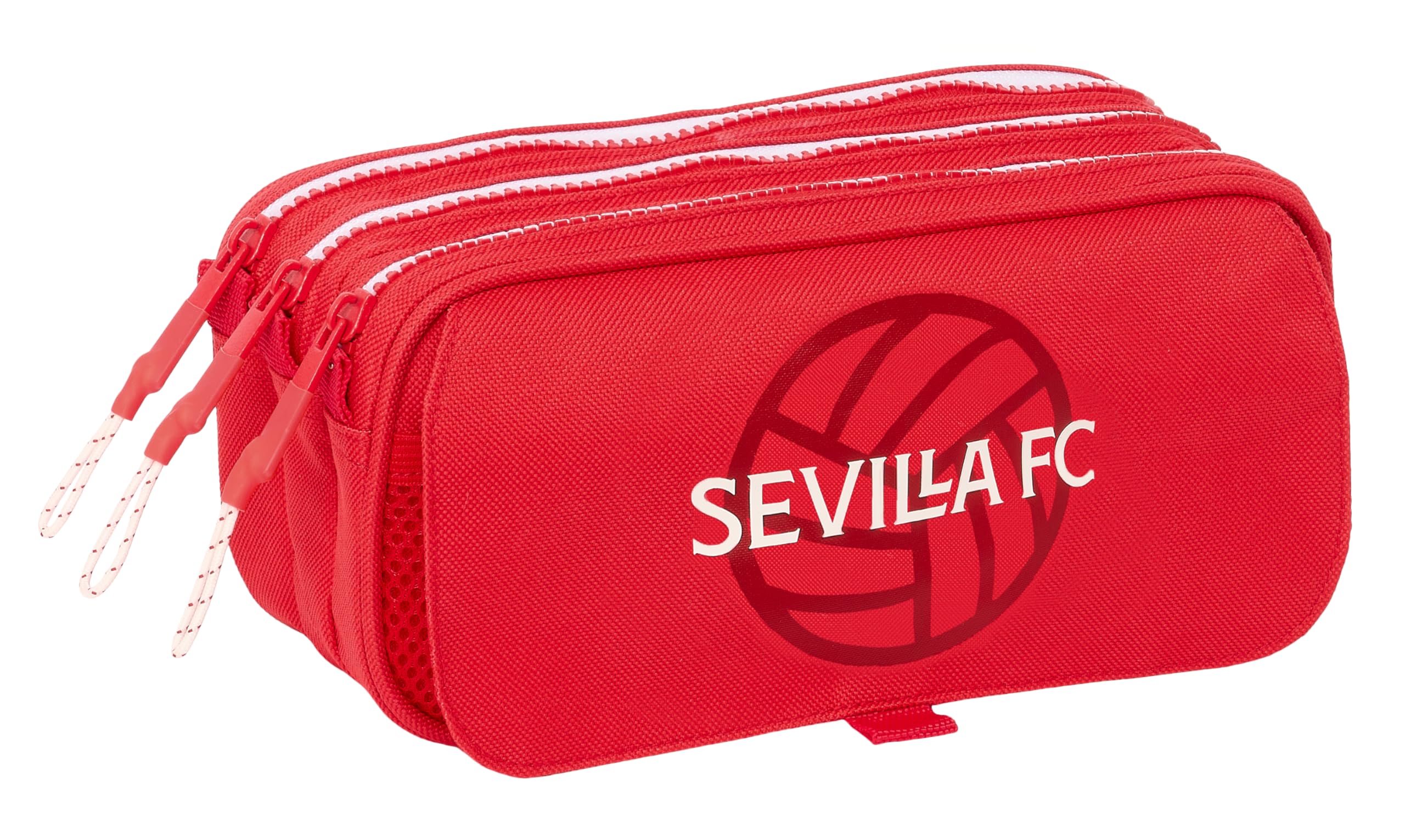 Safta Sevilla FC – Triple Big Pencil Case, Children's Pencil Case, Ideal for School Age Children, Comfortable and Versatile, Quality and Resistance, 21.5 x 8 x 10 cm, Red, red, Estándar, Casual