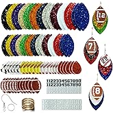 GraLeS 183 Pcs DIY Sport Faux Leather Earring Making Kits Triple Layer Teardrop Dangle Earrings Custom Player Number Earrings Charms for Jewelry Softball Football Baseball mom Earrings Supplies
