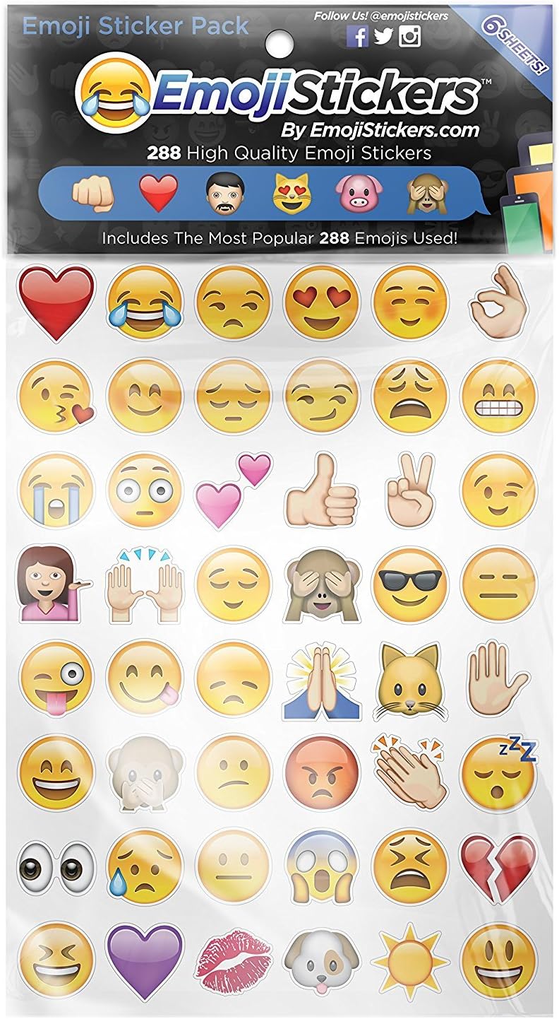 Universe | Perfect for Teachers, Tricks or Treaters, Scrapbooks, Presents, Birthday Gift, School & Home Crafts | 288 Most Popular Vinyl New Emoticons Sticker - 6 Sheets