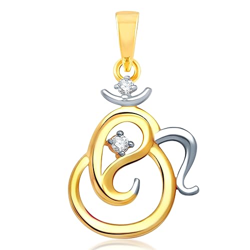 VK Jewels Omkara Gold and Rhodium Plated Alloy God Pendant for Men & Women made with Cubic Zirconia - P1123G [VKP1123G]