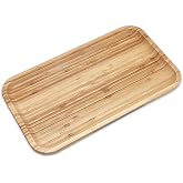 Bam&amp;Boo Bamboo Serving Tray Natural Minimalist Rectangular (12.5&rdquo; x 7" x 0.8") Coffee, Tea, Food, Drinks, Storage, Decor for Home, Kitchen, Bathroom