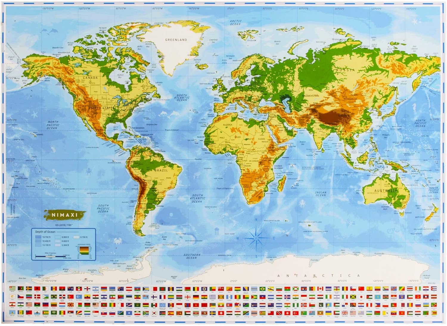 Nimaxi Carte Du Monde A Gratter Taille X 60 Cm Couleur Bleu Xxl Carte A Gratter Poster Avec Drapeaux A Gratter Amazon Fr Fournitures De Bureau