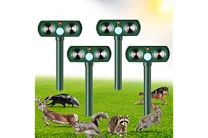 Gebatule 4 Pack Ultrasonic Animal Repellent Deer Repellent Devices Cat Repellent Outdoor Solar Animal Deer Deterrent Motion Activated Raccoon Repellent Dog Rabbit Squirrel for Garden Yard