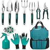 FiveJoy Garden Tool Set, 11 Piece Aluminum Alloy Hand Tool Starter Kit with Garden Bag, Outdoor Tool, Heavy Duty Gardening Wo