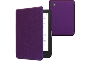kwmobile Case Compatible with Kobo Clara 2E / Tolino Shine 4 Case - eReader Cover - Embossed Small Flowers Violet