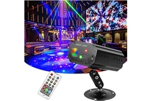 YIIXUYO Party Lights DJ Disco, Laser Stage Lights, Remote Control Laser LED Strobe Lights with Sound Activated Carnival Lights, Portable Projector for Karaoke Home Party Bar Birthday Wedding Club Christmas