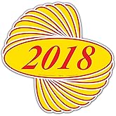 EZ-Line Oval Model Windshield Year Stickers for Car Windows Red and Yellow Large Vinyl Dealership Supplies 1 Dozen Pro Pack (2018)