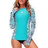 AOBUTE Women Long Sleeve Rash Guard UPF 50+ Swim Shirts with Thumb Hole