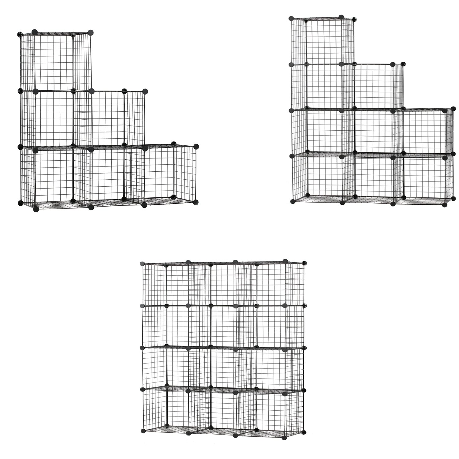 BASTUO 12 Cubes Wire Grid Storage DIY Metal Bookcase Shelves