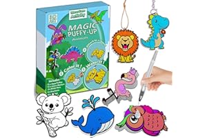 3D Art Kit for Kids- Aqua Puffs Animals, Magic 3D Art with 15 Paint by Number Craft for Kids,easter basket stuffers DIY Color