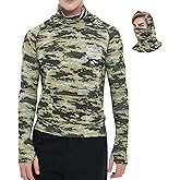 Men's Hunting Camo Hoodie with Mask, Lightweight Camouflage Long Sleeve Shirt for Fishing Hiking Camping