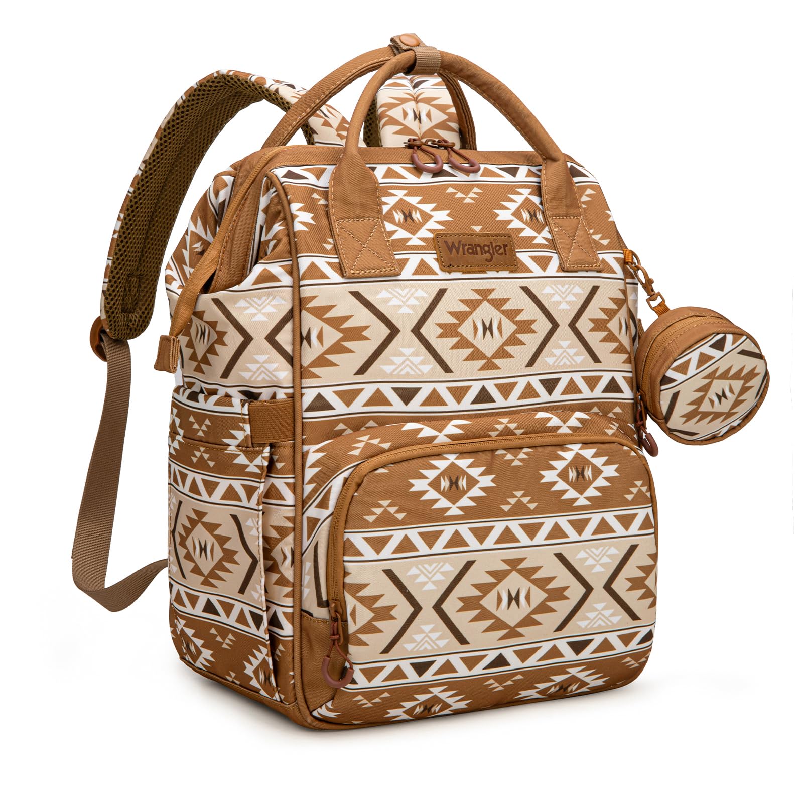 Wrangler Aztec Backpack Multifunction Baby Travel Bag with Changing Pad, Stroller Straps and Pacifier Case WG2204-91103TN Image