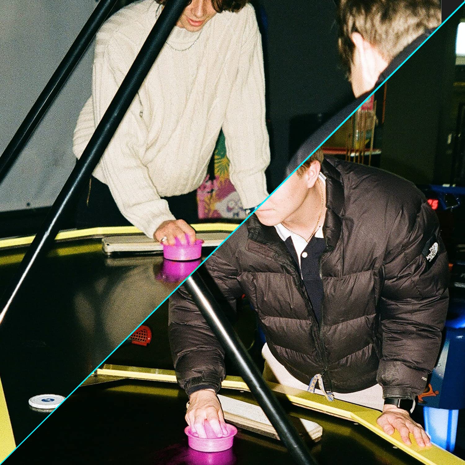 INSCOOL Air Hockey Pushers and Pucks - Air Hockey Paddles and Goal Handles Replacement Accessories for Game Tables (4 Pushers, 8 Pucks)