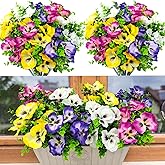 Guagb Pansies Artificial Flowers for Outdoors UV Resistant 8 Bundles Silk Pansy Plastic Fake Plants Flowers for Home Outside Garden Window Box Patio Planter Porch Decor (Mixed Color)