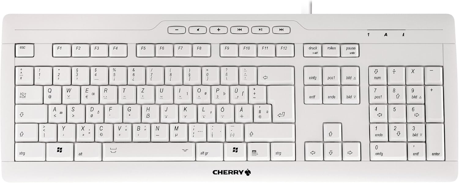 Amazon Com Cherry G85 23100 Evolution Stream Xt Corded Multimedia Usb Ps2 Keyboard White Computers Accessories