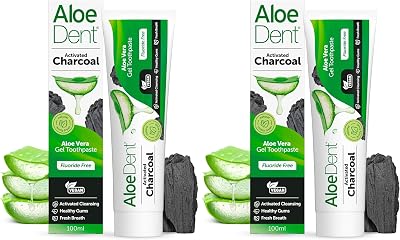Aloe Dent Charcoal Toothpaste Fluoride Free 100 ml Pack of 2