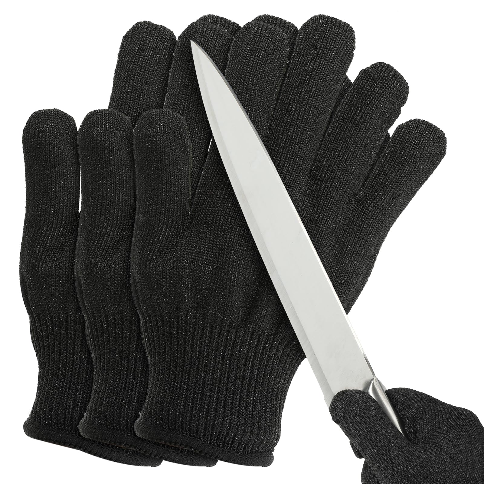 PATIKIL Cut Resistant Gloves, 3 Pair Level 5 Protection Anti Cutting Gloves Cut Proof Gloves for Kitchen Wood Carving Working, Extra Large, Black