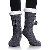 Yebing Womens Non Slip Slipper Socks Winter Warm Soft Cozy Fuzzy Fleece-lined Grippers Home Socks
