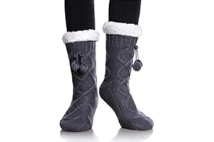 Yebing Womens Non Slip Slipper Socks Winter Warm Soft Cozy Fuzzy Fleece-lined Grippers Home Socks