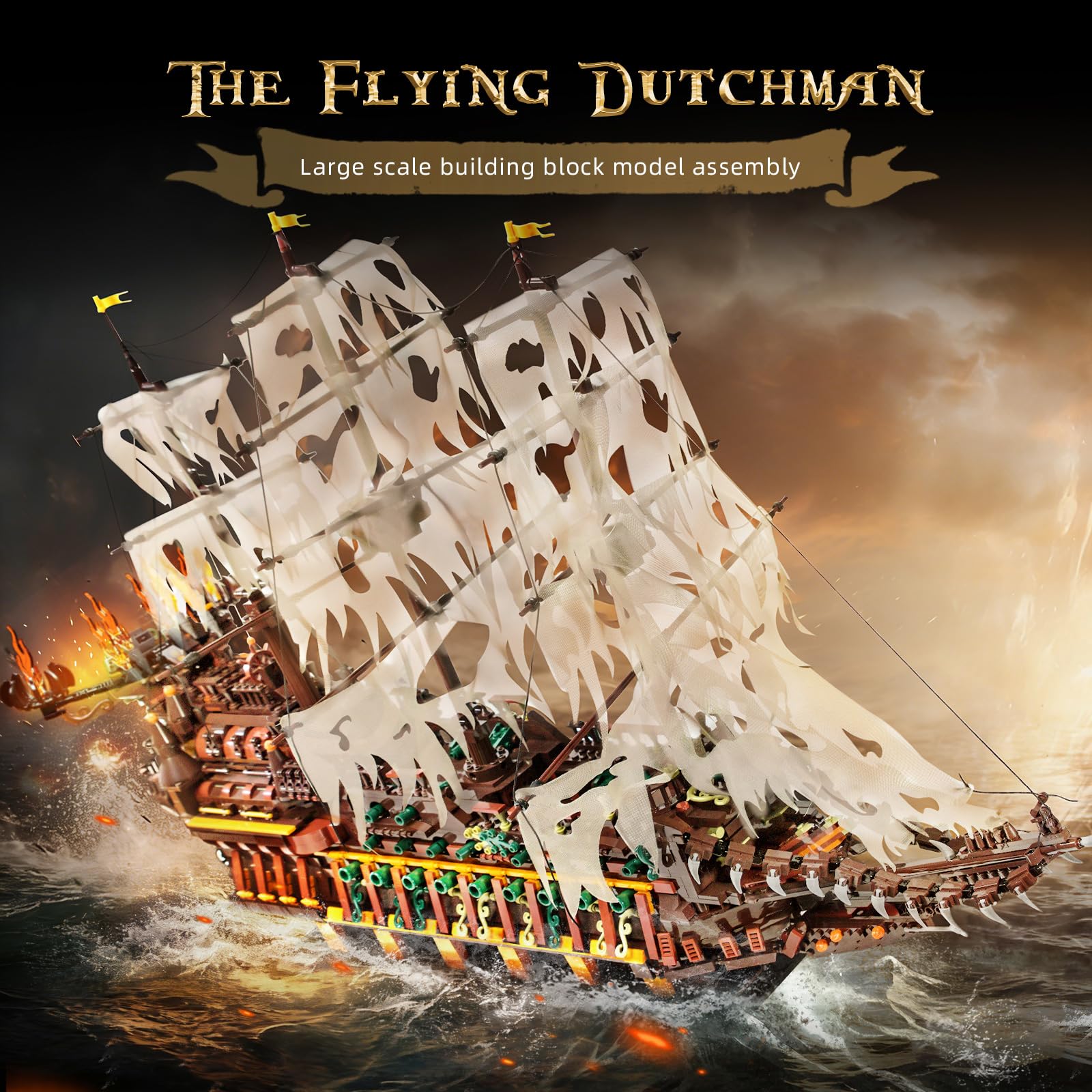 Mould King 13197 Piratenschiff Klemmbausteine Bausteine Kit, 4364+ Stück MOC Fliegenden Holländers groß Segelschiff Spielzeug, Schiff Modell Bausatz für Teenager 14+ /Erwachsene 3