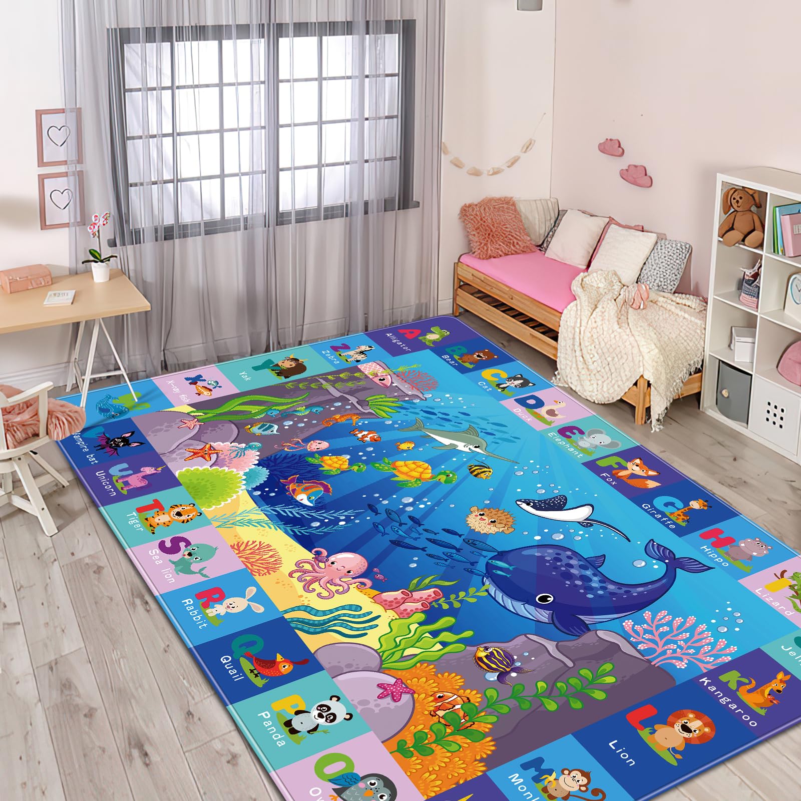 AKUNRUG Baby Play Mat for Floor, Kids Rug Playmat Baby Crawling Mat Educational Tummy Time Mat Soft ABC Play Carpet for Toddlers Infants Kids Rug for Playroom Classroom (150X100 CM, Style 3)