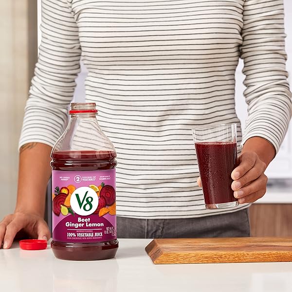 V8 BEET GINGER LEMON 100% VEGETABLE JUICE, 46 FL OZ BOTTLE