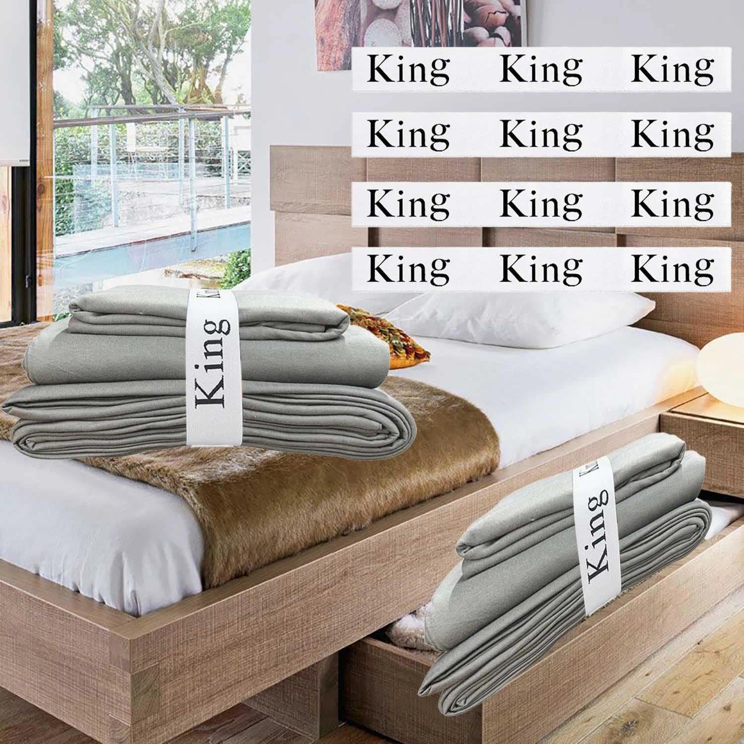 AOOTUERL 4 PCS Bed Sheet Organizer Bands, Organizer Bands Sheet Bands Closet Organization, Elastic Bed Sheet Storage Bedding Bands (King)