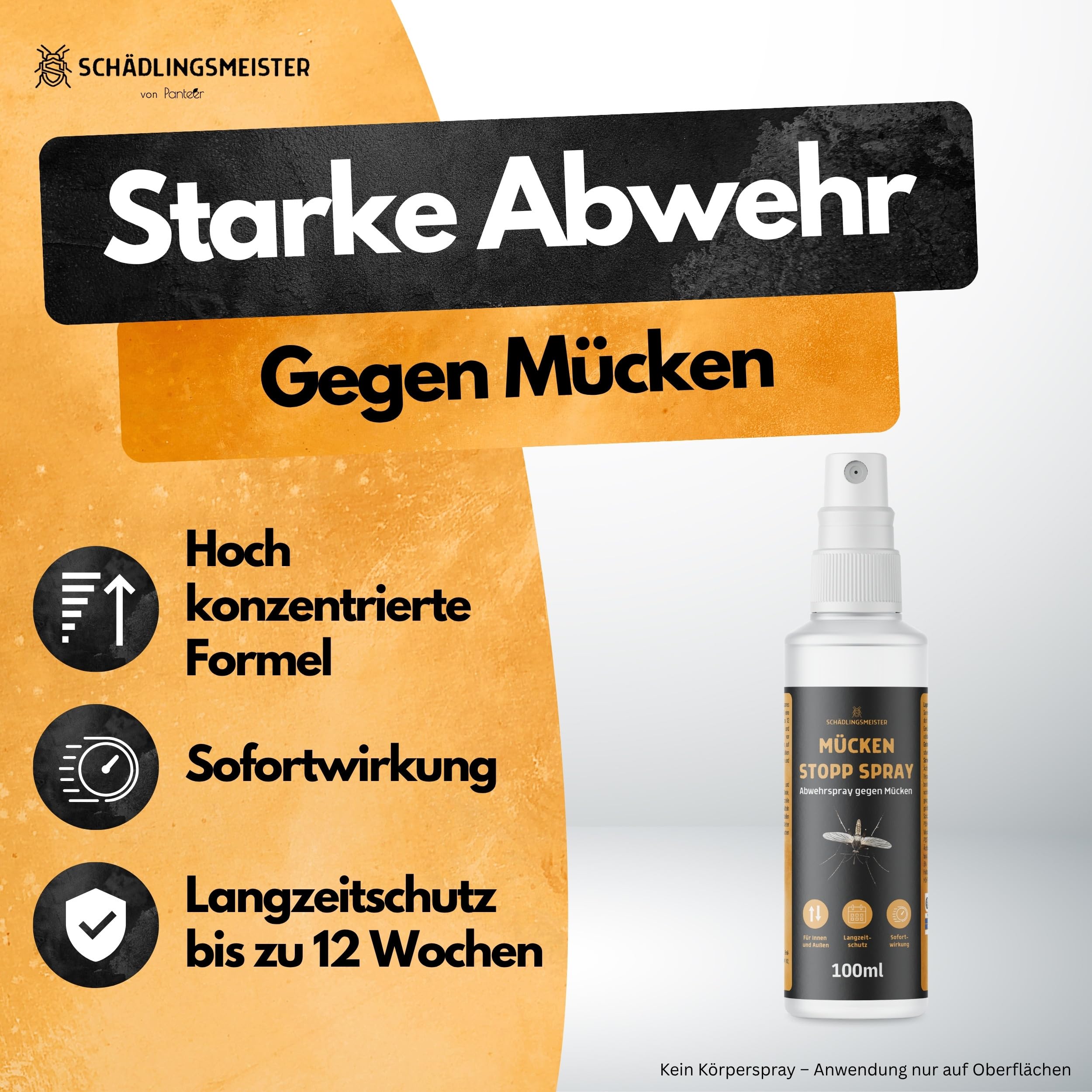 Mücken Stopp Spray – 100 ml – Mückenspray für Wohnung & Oberflächen - Hoch konzentriert – LANGZEITWIRKUNG – Für Innen & Außen – Anti Mückenspray – Mückenabwehr – Mücken bekämpfen – Mückenschutz Spray 2