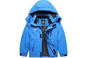 Keevoom Boys Winter Coat Ski Jacket Windproof Kids Snowboard Warm Fleece Snow Coat Waterproof Outdoor Hooded Ski Coats