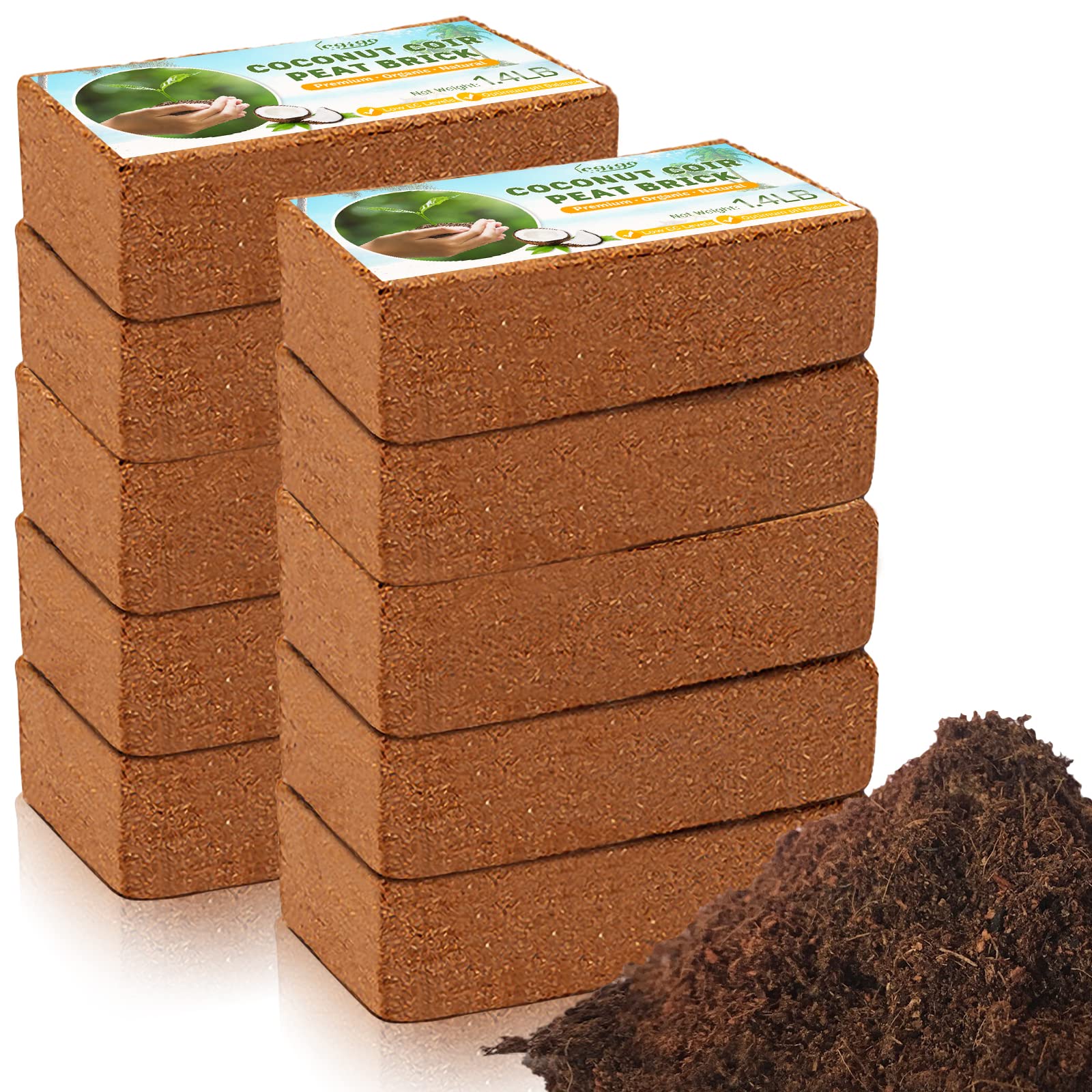 Photo 1 of Legigo Pack of 7 Organic Coco Coir Bricks- 100% Natural Compressed Coco Peat Brick Coconut Fiber Substrate with Low EC&pH Balance, Plant Soil Enhance Root Growth for Herbs, Flowers, House Plants