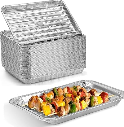 BURNTOP 30 Pack Disposable Aluminum Barbecue Trays 34 x 23 x 2.8 cm