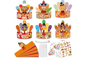 ceiba tree DIY Fall Thanksgiving Turkey Crowns Crafts Activities for Kids Headbands Hats Craft Kits 12 PCS Party Decoration Supplies School Holiday