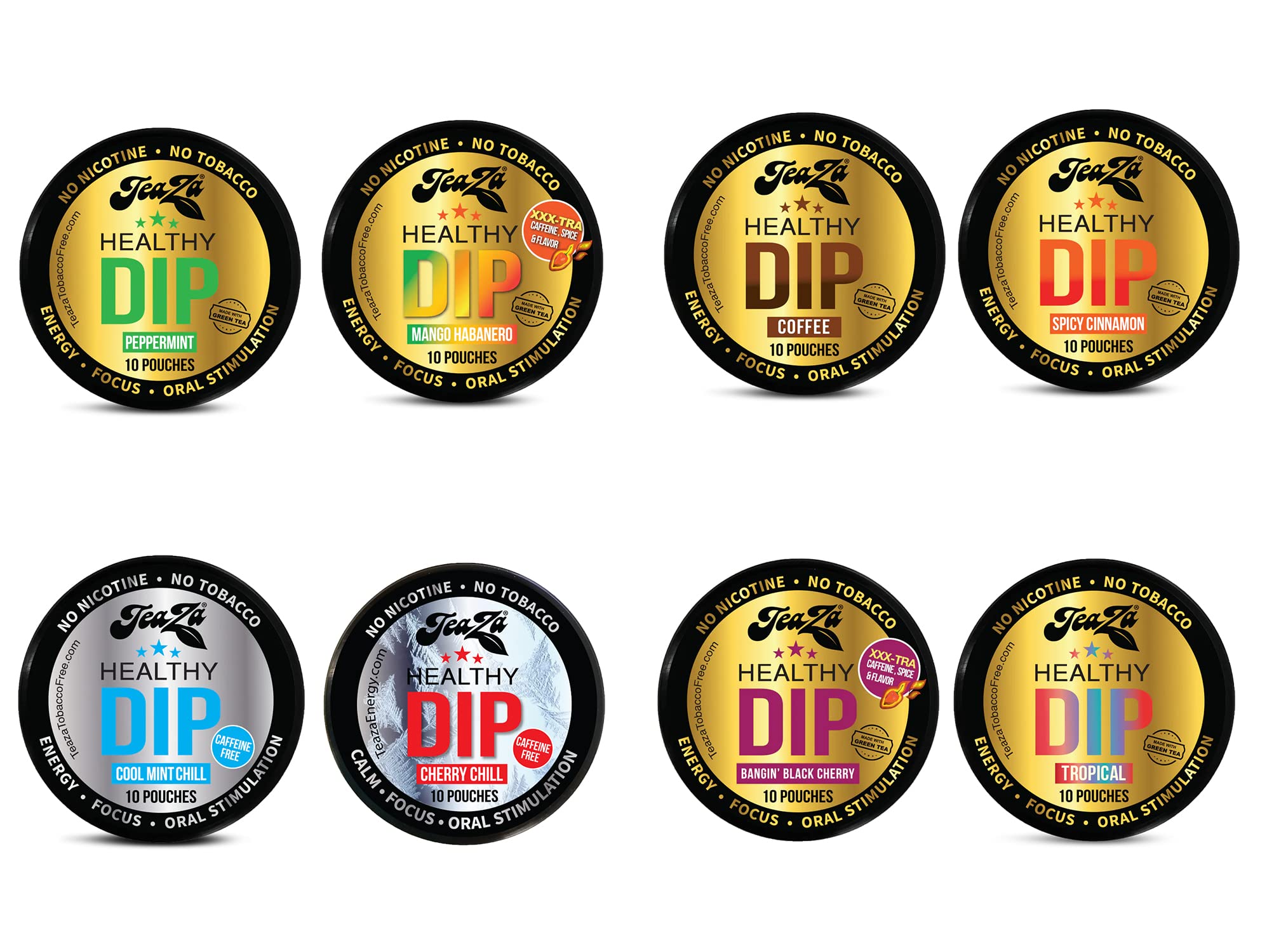 TeaZA Herbal Energy Variety Pack Pouches Energy Dip