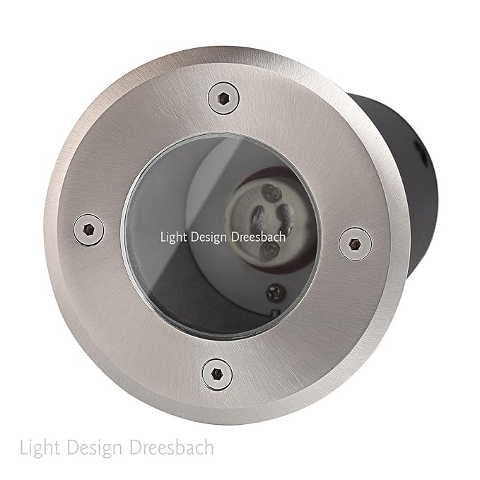 MD-DEAL 2er Set Bodeneinbauleuchte Strahler Leuchte Bodenstrahler Edelstahl rund ohne LED Halogen Leuchtmittel GU10 Durchschl