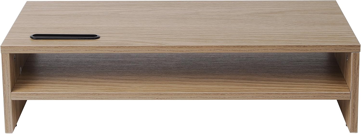 Ttap Oak Wood Two Shelf Laptop Stand/TV Desk Stand/PC Monitor Riser/Desk Organiser with Smart Phone Holder / 54cm L x 24.5cm D x 14.4cm H - Image 5