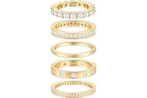 Gold Rings for Women Non Tarnish, 14k Gold Plated Dainty Stacking Cubic Zirconia Thumb Rings, Gold Knuckle Women Rings Set Je