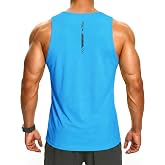 KPSUN Men's Quick Dry Tank Top Summer Beach Sleeveless Shirt for Gym &amp; Run | GRS Recycled Stretch.Cooling Mesh Wicks Sweat.Colorful Logo for Run.Lightweight Swim top.Workout Muscle Shirt Fit for Daily