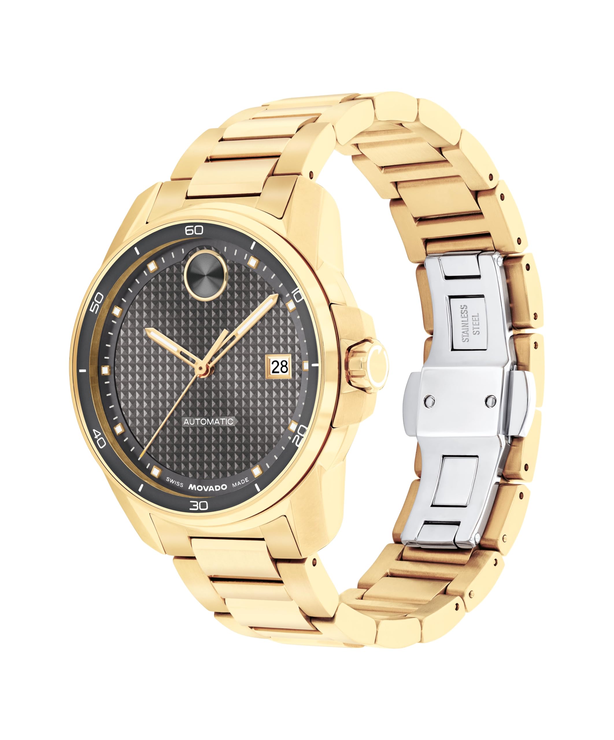 Movado Bold Verso Men’s Automatic Watch – 41 mm Case, Stainless Steel Bracelet, Self-Winding, Sleek Modern Look, Gift for Him