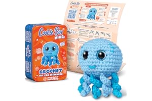 Cookie Box MINIs Crochet Kit for Beginners – Gift Set to Make Jellyfish Oxy Amigurumi Plushie – Easy DIY Crochet & Knitting S