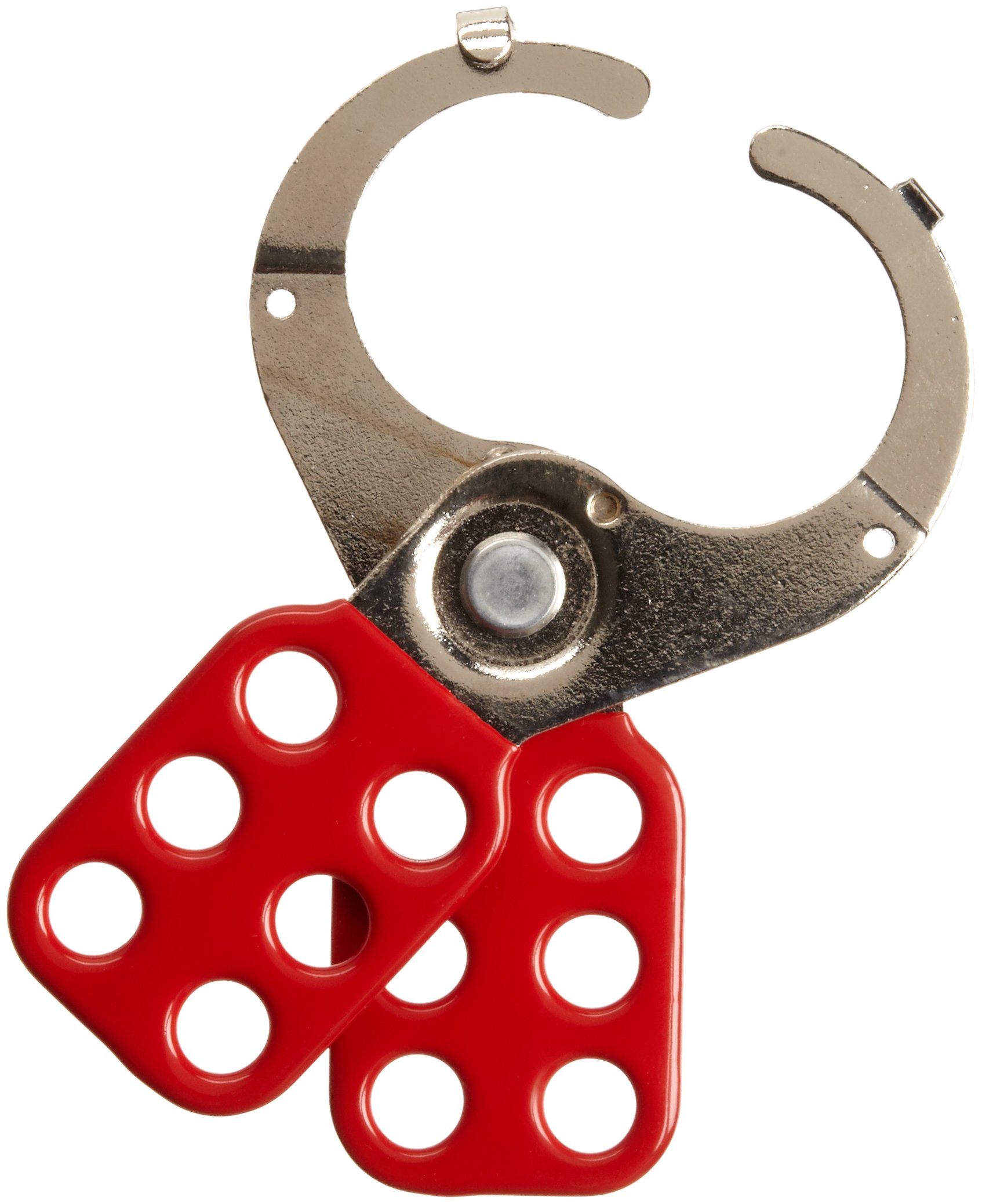 Brady 105719 Steel Lockout Hasp With Tab, 38mm Inside Jaw Diameter, Red