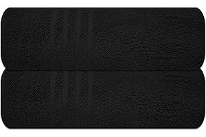 ASTILTEX Pack of 2 Jumbo Bath Sheet 40 x 80 Inches, Extra Large Lightweight & Quick Dry Bath Towel, Super Soft & Highly Absorbent – 100% Cotton, Perfect to Wrap Yourself in – Black