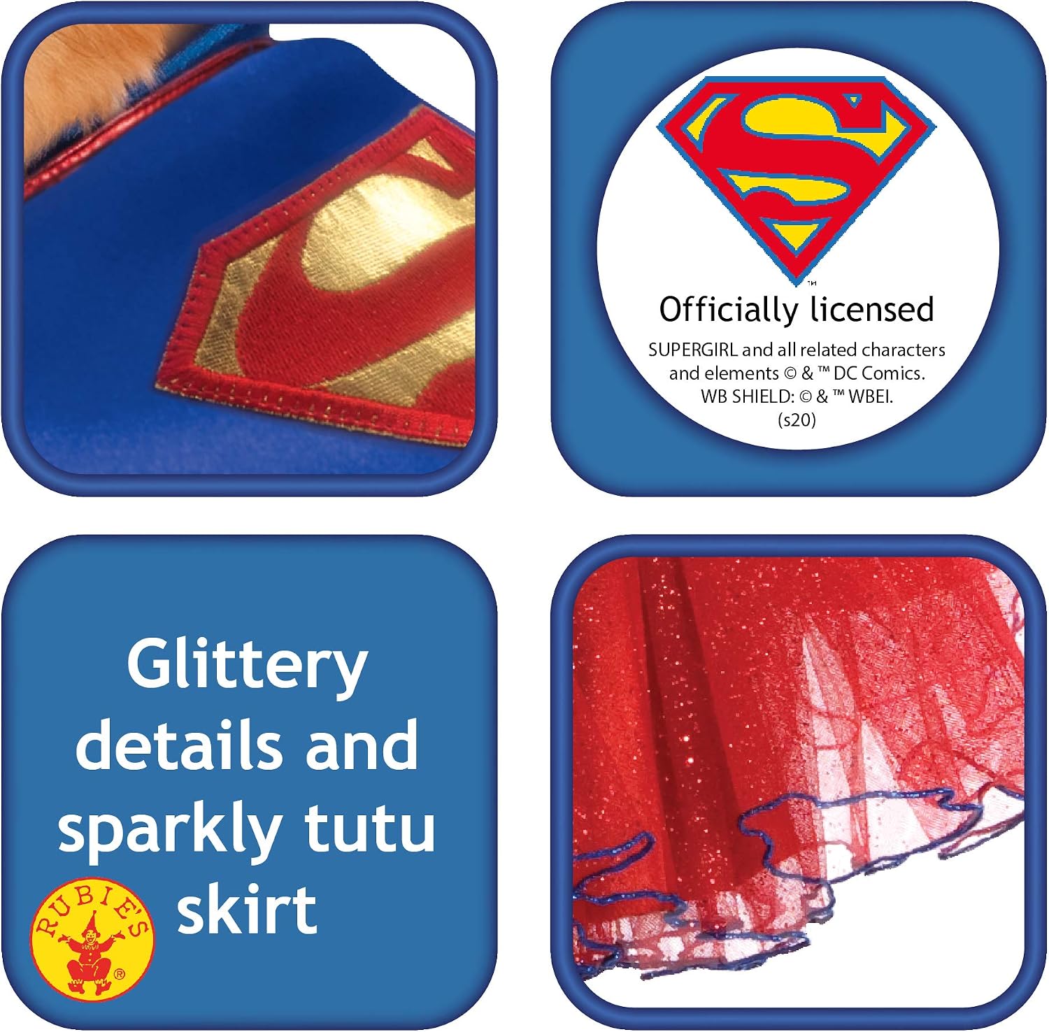 Rubies Official DC Comics Supergirl Pet Dog Costume Tutu Dress, Size: Small Neck to Tail 11 Inch, Chest 14 Inch Halloween - Image 3
