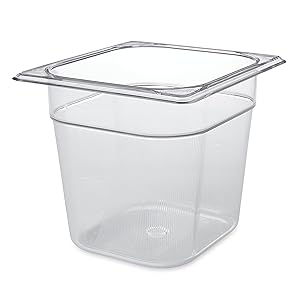 Rubbermaid Commercial Products Cold Food Insert Pan for Restaurants/Kitchens/Cafeterias, 1/6 Size, 6 Inches Deep, Clear (FG106P00CLR)